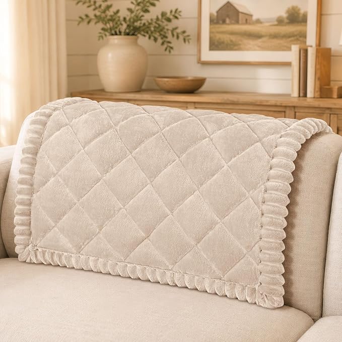 Smiry Couch Cover for Dogs, Non Slip Washable Pet Sofa Protector for Large Dogs, Cats, Fuzzy Plush Sofa Covers Backrest & Armrest, Against Fur, Dirt & Scratch Resistant, Apricot, 35.4"×35.4"