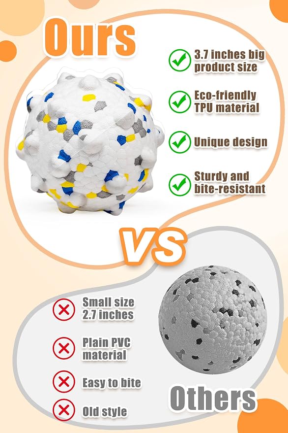 Moonorange 2.36'' Dog Balls for Dogs Aggressive Chewers Indestructible Tennis Durable Bouncy Interactive Dog Toy Balls for Fetch Game Floating Training(White Medium)