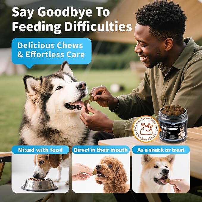 Calming Chews for Dogs - Advanced Calming Treats for Dogs Anxiety, Stress, Separation, & Thunder, Relaxation with Ashwagandha & L-Theanine, Non-Drowsy Alternative to Melatonin, Chicken Flavor, 90Ct