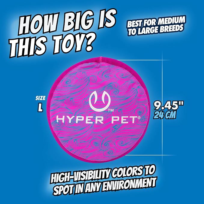 Hyper Pet Flippy Flopper 9" Flying Disc Soft Dog Toy, Floats in Water & Safe on Teeth, Pack of 1, Purple Swirl Design