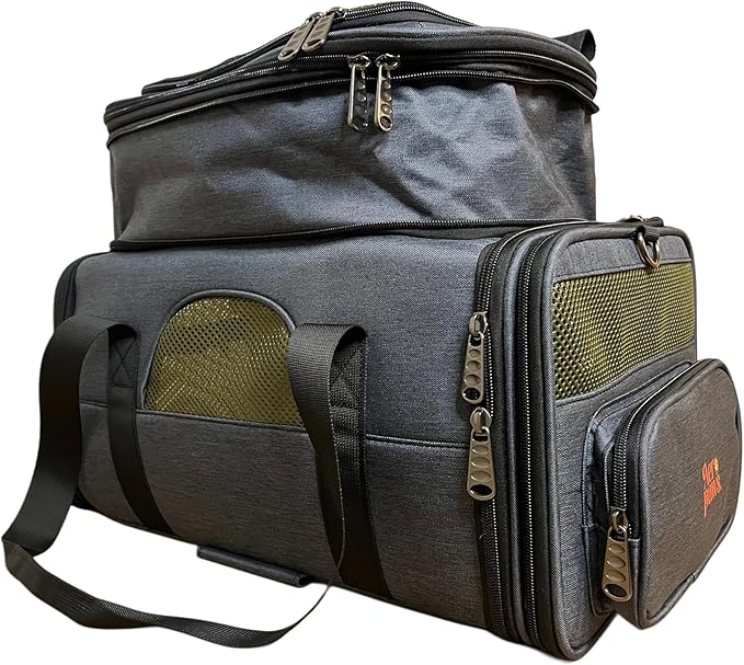 Fits All Airlines Under-Seat | 18x11x9 | Airline Compliant 3-Way Expandable Pet Carrier | Adaptive Expansion Utilizes Under-Seat Space for Maximum Pet Comfort | Removable Wheels | Patent Pending