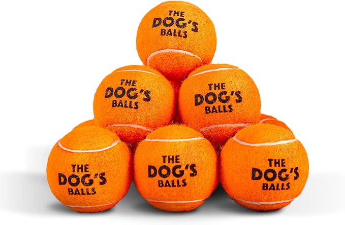 The Dog's Balls Dog Tennis Balls Tough 2.5" 12-Pack Orange Floats in Water | Our fetch balls combine non-abrasive felt exterior and a thicker rubber core Durable Dog Toy for Outdoor Play & Training