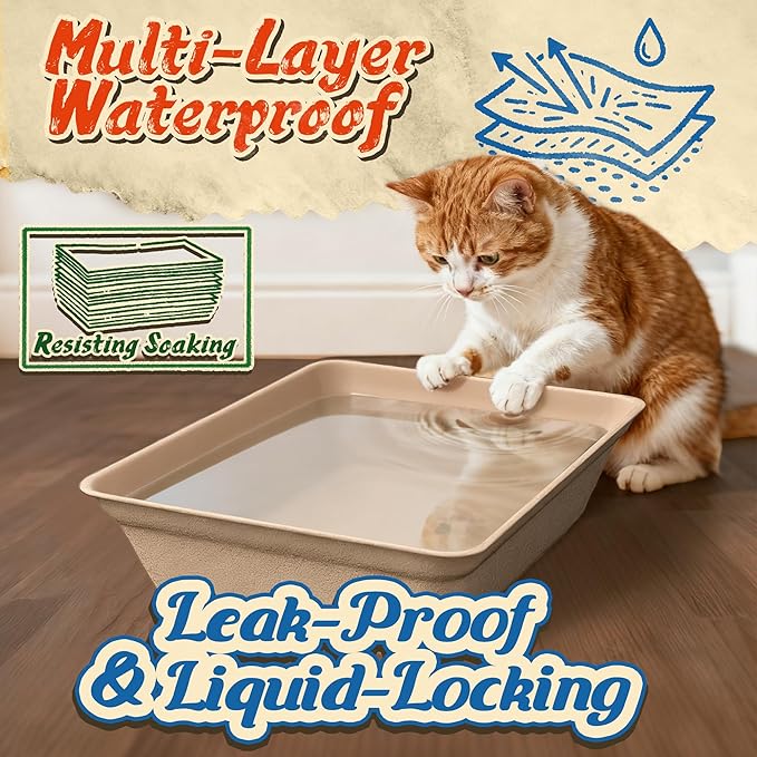 12-Pack Disposable Cat Litter Boxes: Leak-Proof & Odor-Control Cat Trays | 17.5''x13.6'' Eco-Friendly Easy Disposal Litter Box for Travel Indoor or Emergency Use Standalone or as Liner No Scrubbing