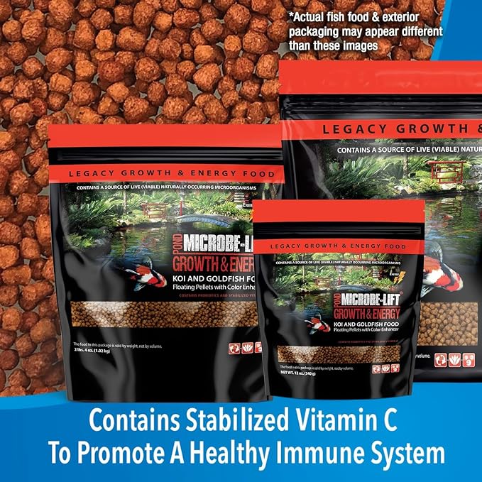 MICROBE-LIFT High Growth and Energy Floating Fish Food Pellets for Ponds, Water Gardens, and Fountains, Safe for Live Goldfish and Koi, 2.25 lbs