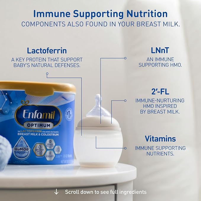Enfamil Optimum (Enspire), Our Closest Formula to Breast Milk, Immune-Supporting Lactoferrin and Brain-Supporting DHA Baby Formula, 30 Oz Refill