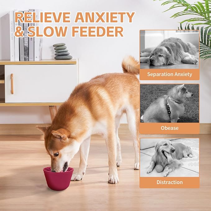 Dog Lick Bowl,Anxiety Relief Non-Slip Silicone Treat Bowl,Durable Anti-Choking Long-Lasting Enrichment Slow Feeder Licking Mat for Small Medium Large Breed,Freezable BPA Free Silicone Dishwasher Safe