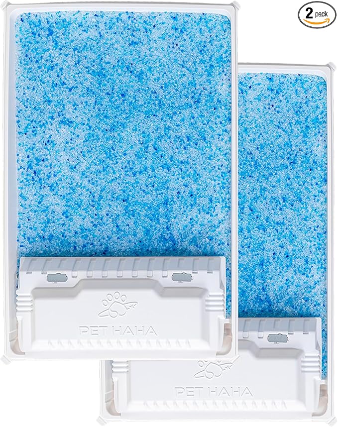 Crystal Cat Litter and Disposable Litter Trays 2 Sets Compatible with Petsafe Scoop-Free Classic/Legacy/smart Litter Boxes, Triple Leak Proof Design, Excellent OdorControl, One-Hand Disposing.
