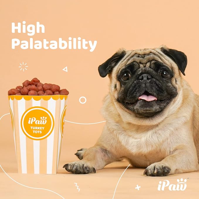 iPaw 3 Value Combo Turkey Tots Dog Treats for Puppy Training, SQF Certified Human Grade Dog Treat, US Sourced Raw Material, Hypoallergenic, Easy to Digest (Turkey Tots),3 Packs