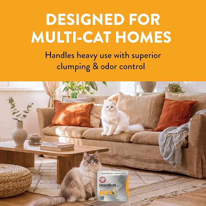 ARM & HAMMER Hardball Lightweight Platinum Multi-Cat Clumping Cat Litter Odor Control, Easy No-Mess Scooping, Garden Bloom Scent, 8.5 Lbs.