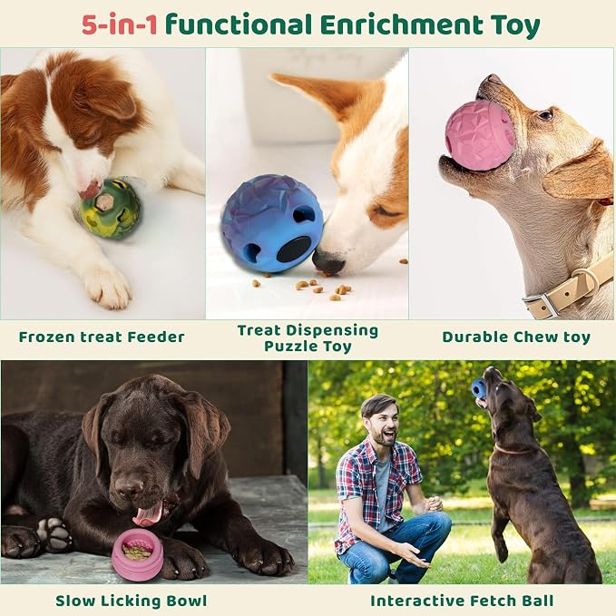 Interactive Dog Chew Toys, Large Dog Toys, DIY Treat Dispenser, Puzzle Toys for Dogs – Reduce Anxiety & Boredom, Homemade Treat Dispenser, Birthday Gifts for Dogs, Diamond Pattern Pink (25-85 lbs)