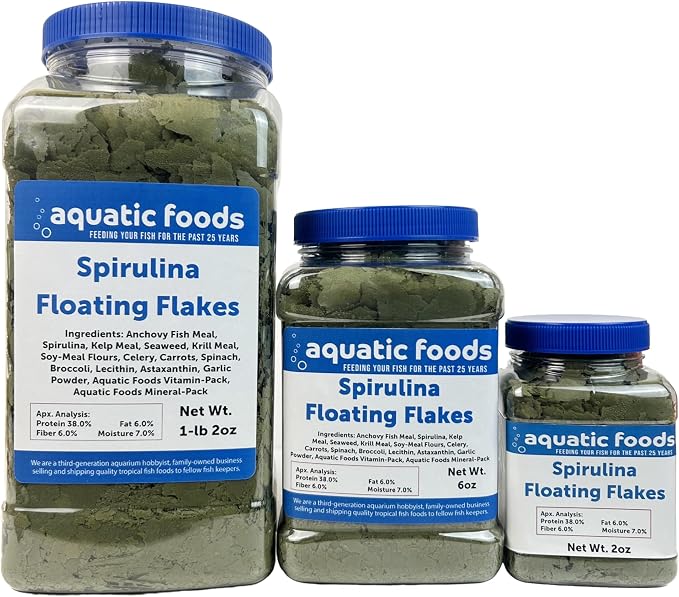 Premium Spirulina Flakes for African Cichlids, All Central and South American Cichlids, Koi, All Community Tropical Fish Also Pellet Mix, Wafer Mix Included…6oz