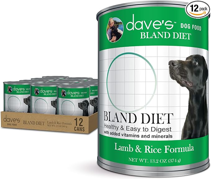Dave's Pet Food Bland Dog Food for Sensitive Stomachs (Lamb & Rice), Limited Ingredient, Gluten & Wheat Free, Easy to Digest, Canned Wet Meal or Topper, 13.2 oz (12 Pack)