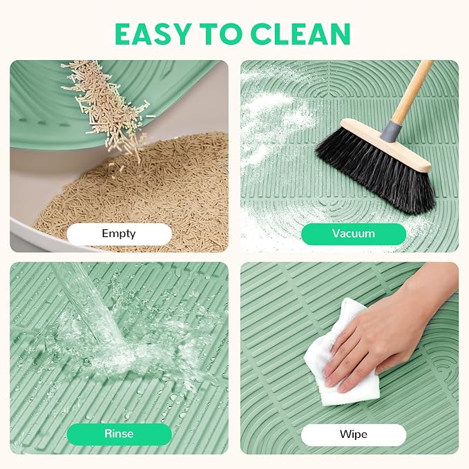 Pawtasy Cat Litter Box Mat,40" x 28" Extra Large Silicone Waterproof Litter Trapping Mat for Scatter Control Soft on Kitty Paws Non-Slip Easy to Clean