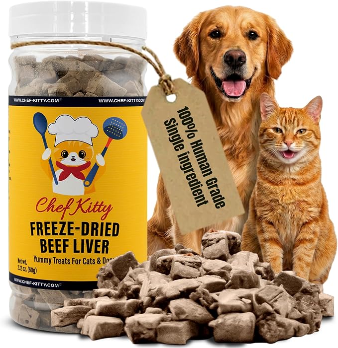 Freeze Dried Beef Liver Dog Treats | Healthy Kitten Treats, Single Ingredient, Raw | High Protein Cat & Dog Food Toppers, Grain-Free | Inspected & Tested in USA | 2.1 oz