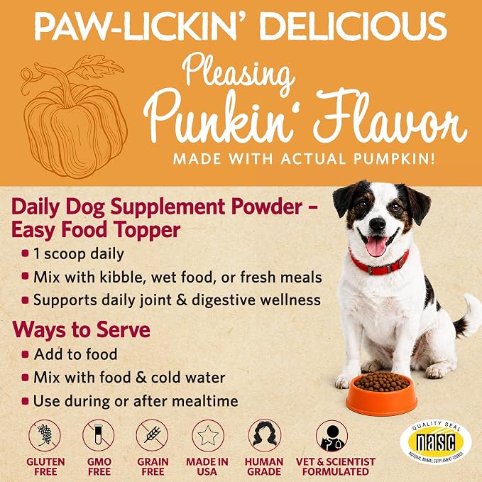 Pumpkin for Dogs with Probiotics, 7-Day Serving for Diet Changes & Upset Stomach, Smooth Move Probiotics for Dogs for Digestive Gut Health
