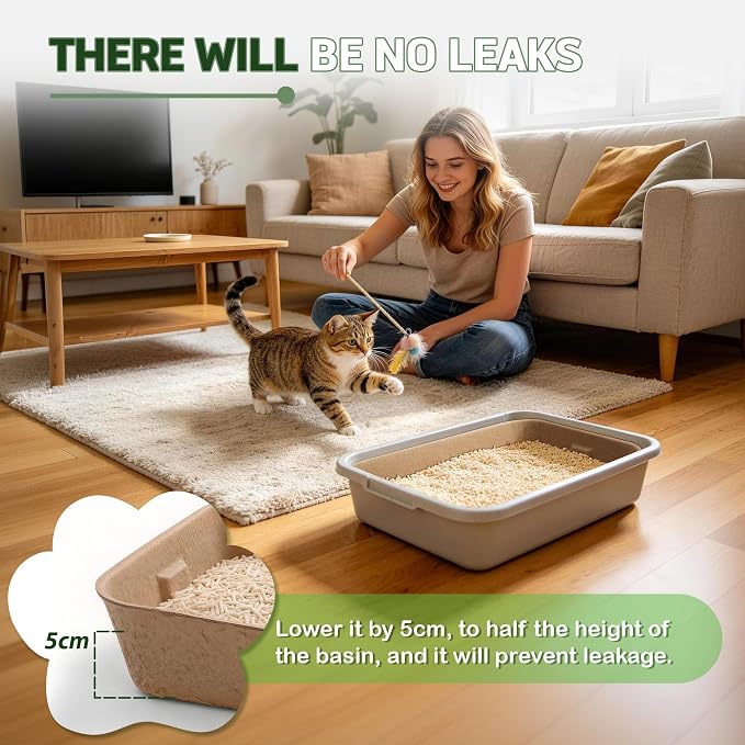 Disposable Litter Boxes for Cats 4-Pack Extra Thick & Sturdy Box Eco-Friendly Cat Travel Cardboard Portable Kitty Litterbox Jumbo Litter Pans for Kitten Leakproof Sustainable for Indoor Outdoor Use