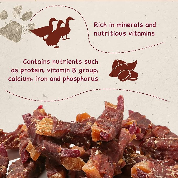 PAWUP Duck & Sweet Potato Dog Treats, Chicken Wrapped Cod Skins, Healthy Chews Snack, High in Protein