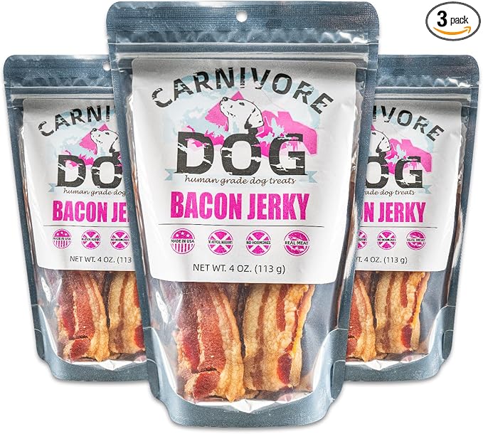 Carnivore Dog Dog Treats Human Graded Dog Treat. All Natural Ingredients (Bacon Jerky)