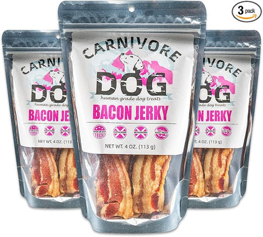 Carnivore Dog Dog Treats Human Graded Dog Treat. All Natural Ingredients (Bacon Jerky)