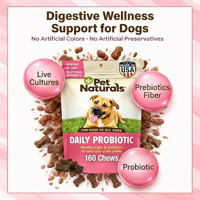 Pet Naturals Daily Probiotic Soft Chews for Dogs, Digestive and Immune Support Supplement, 1 Billion CFU Per Chew, Duck, 160 Count