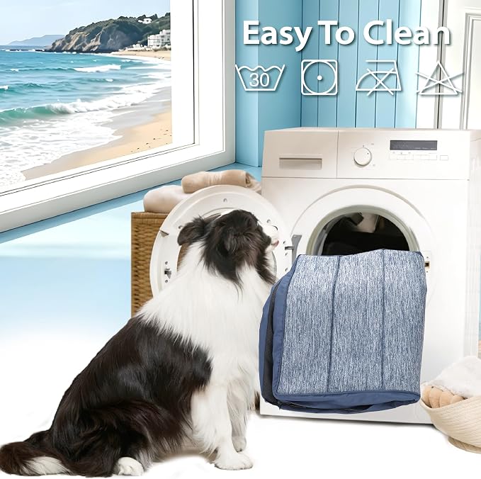 Dog Cooling Mat for Large Dogs – 41"x27" Orthopedic Memory Foam Pad for Summer, Hot Weather & Joint Relief | Washable, Non-Slip Crate Mat for Senior Dogs, Travel & Home (Wander Blue)
