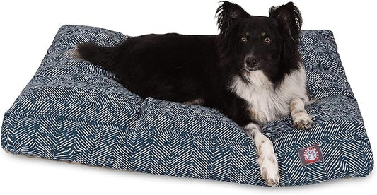 Teal Native Rectangle Indoor Outdoor Pet Dog Bed With Removable Washable Cover By Majestic Pet Products, Navy Blue, Small