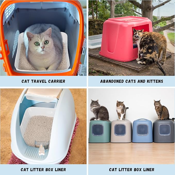 Bokon 25 Count Disposable Litter Box for Cat, Large Disposable Litter Tray for Travel Home Durable Portable Plastic Kitty Litters Boxes Leak-Resistant Easy-Grip Rim, 15.7 x 11.8 x 3 Inches(White)