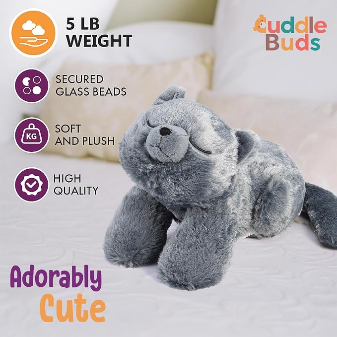 Cuddle Buds 5lbs Weighted Cat Stuffed Animal for Sensory Needs, 20'' Cat Plush Large, Weighted Stuffed Animals for Adults and Kids, Cute Soft Plush Toy Gift for Kids and Adults, Big Giant Plushies