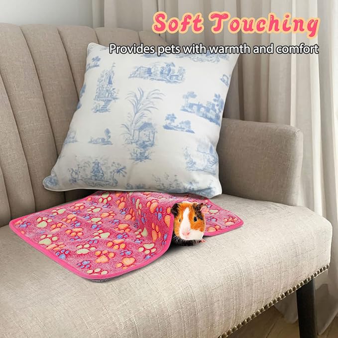 YUEPET 6Pcs Waterproof Guinea Pig Blankets Washable Small Animal Fleece Cage Liners Pet Soft Sleep Mat Pad Cover Warm Flannel Throw for Hamster Guinea Pig Rabbit Chinchilla Hedgehog Ferret
