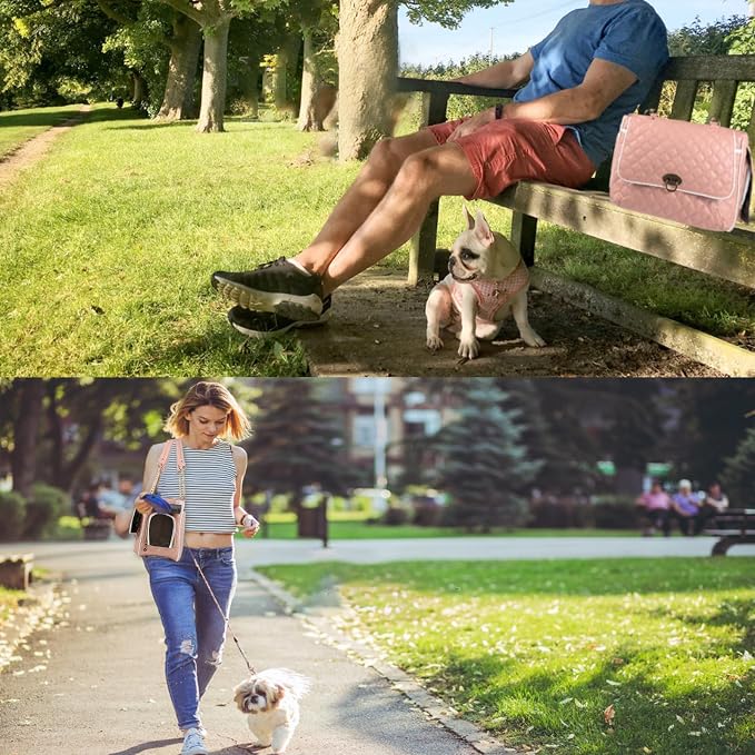 Pink Puppy Dog Cat Purse Carrier for Small Dogs TSA Airline Approved Fashion Designer Soft-Sided Pet Tote Bag