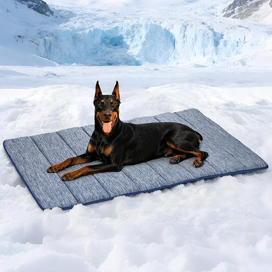 Dog Cooling Mat for Large Dogs – 47"x29" Orthopedic Memory Foam Pad for Summer, Hot Weather & Joint Relief | Washable, Non-Slip Crate Mat for Senior Dogs, Travel & Home (Wander Blue)