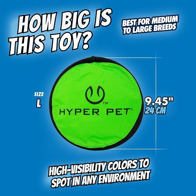 Hyper Pet Flippy Flopper Dog Interactive Dog Toys [Flying Disc Fetch Toy Floats in Water & Safe on Teeth] (Colors Will Vary), Multicolor, 9"
