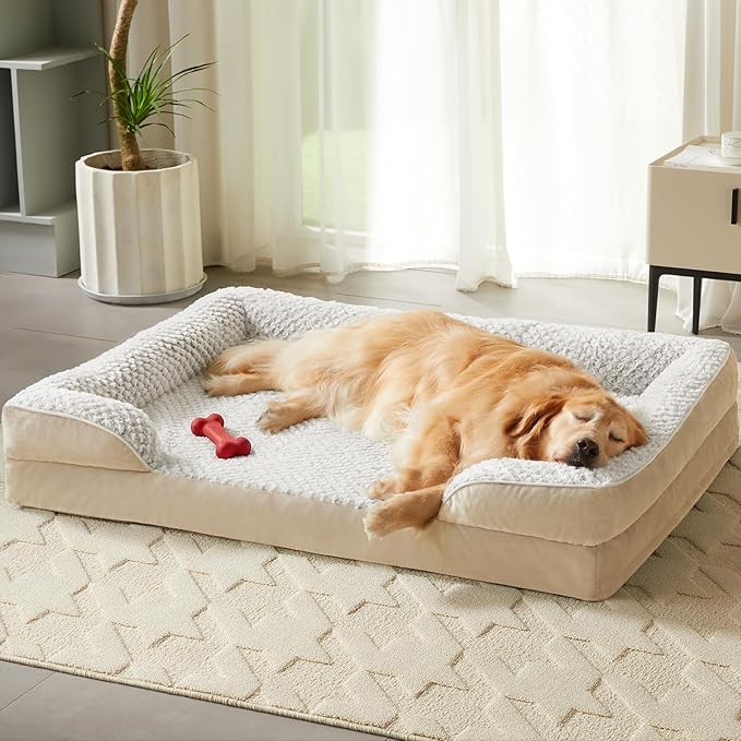LEXTRO Orthopedic Dog Bed for Extra Large Dogs, Egg Crate Foam Bed for Extra Large Dogs, Equipped with Removable Waterproof Pillow Cover and Anti-Slip Bottom, Pet Bed