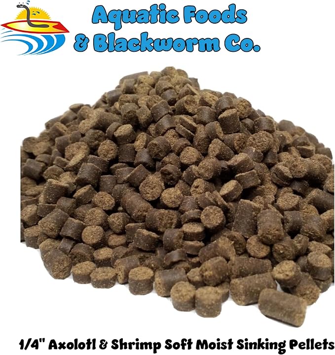 Axolotl Food 1/4" Soft Moist Sinking Pellets for Axolotls, Shrimp, Snails, Newts, Large Catfish, Monster Fish, Tropical Fish, Koi, Pond Fish, Salmon Meal Pellets - 5-lbs
