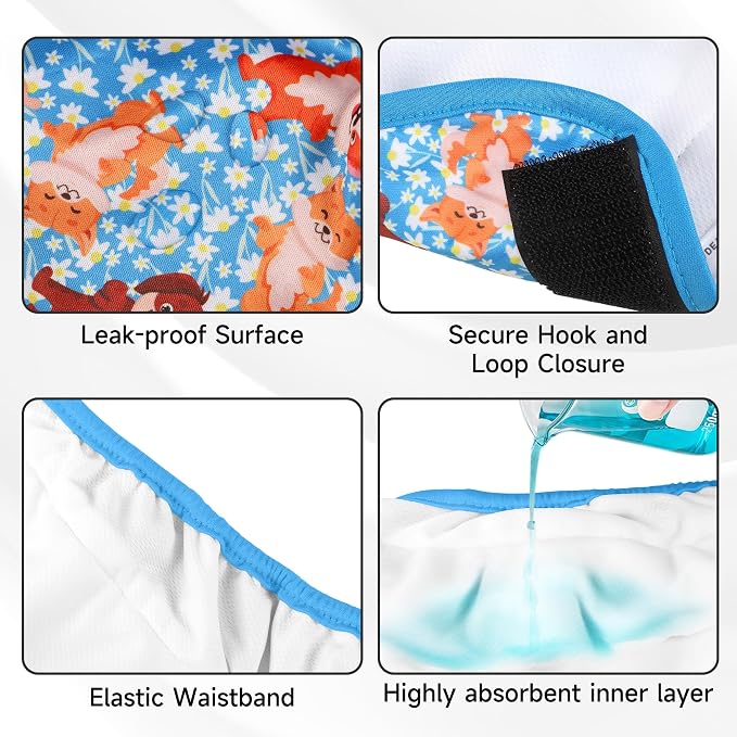 4 Pack Reusable Female Dog Diaper, Highly Absorbent Doggie Diapers for Female Dogs, Dog Diaper Small, Bulldog