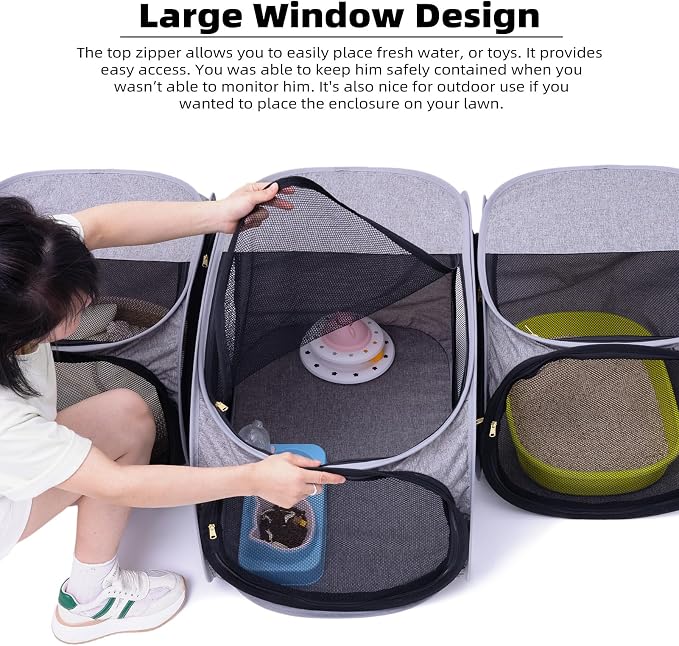 NAFU Corner Cat Playpen for Indoor Use, Pet Playpen with Litter Box Compartment, Foldable & Portable Enclosure for Kittens or Puppy, Cat Houses & Condos