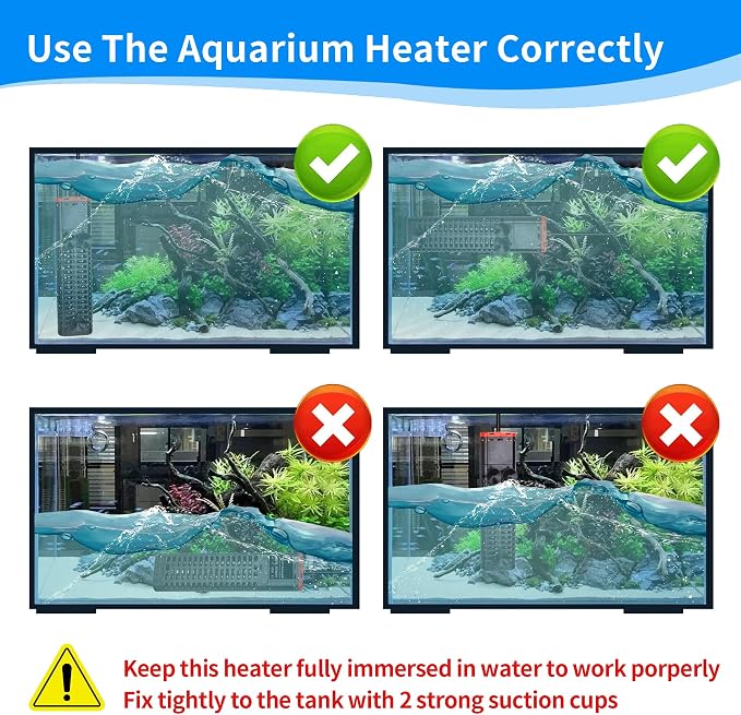 Aquarium Heater 800W Submersible Fish Tank Heater with Double Quartz Tubes and LED Display Temperature Controller for 80-220 Gallon, Suitable for Saltwater and Freshwater