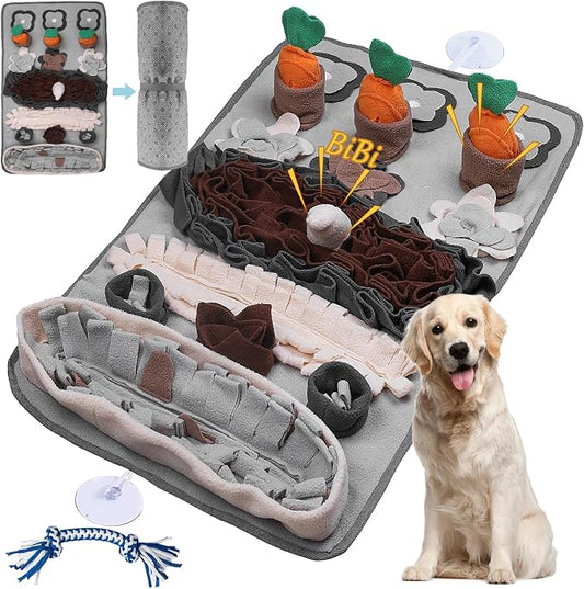 Snuffle Mat for Dogs – Extra Large 32'' x 20'', Washable Slow Feeder Dog Toy, Durable Interactive Dog Puzzle for Mental Stimulation & Nosework Training, with Anti-Slip Suction Cups