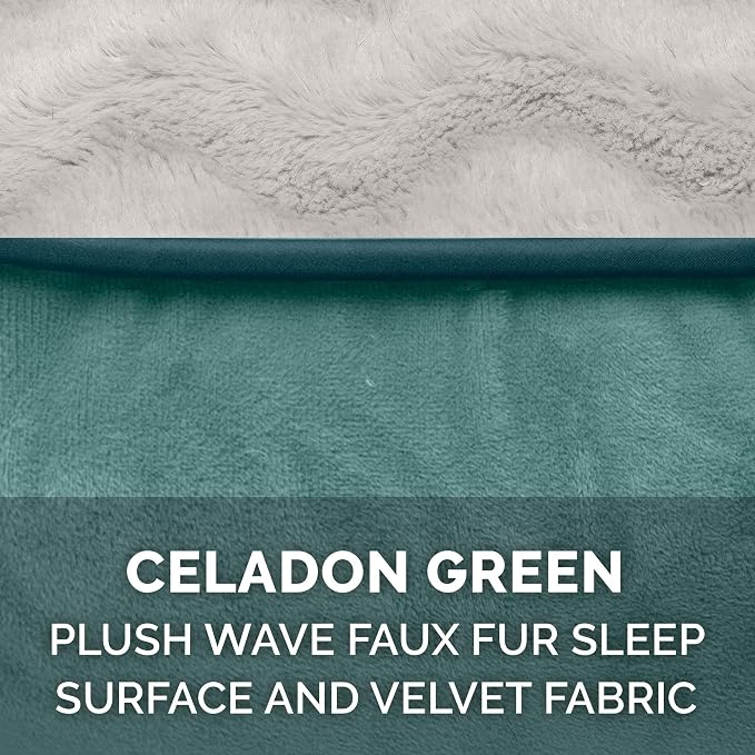 Furhaven Replacement Dog Bed Cover Perfect Comfort Plush & Velvet Waves Sofa-Style, Machine Washable - Celadon Green, Jumbo Plus (XX-Large)