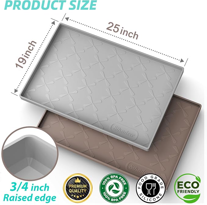 SIKADEER 25" x 19" Under Sink Mat Waterproof, Silicone Mat Kitchen Drawer Shelf and Cabinet Liner, Sink Protector for Kitchen Organizers and Storage, Boot Tray Pet Food Mats