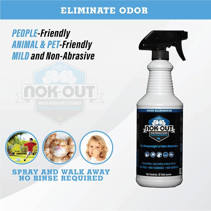 NOK OUT Odor Remover, Pet Deodorizer and Cleaning Spray, Made in the USA, 32 Fluid Ounce Spray, 4-Pack