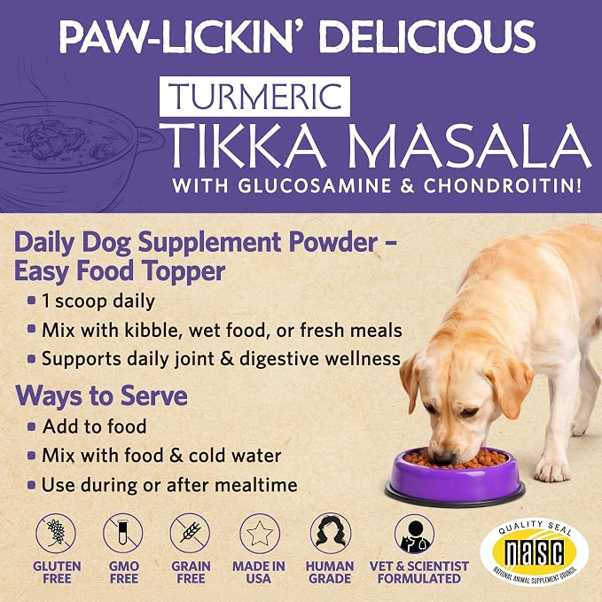 Fidobiotics Hip & Joint Support for Dogs with Probiotics – Glucosamine, Chondroitin, MSM & Green Lipped Mussel – Dog Joint Supplement Powder Food Topper for Mobility & Digestion (20 Servings)