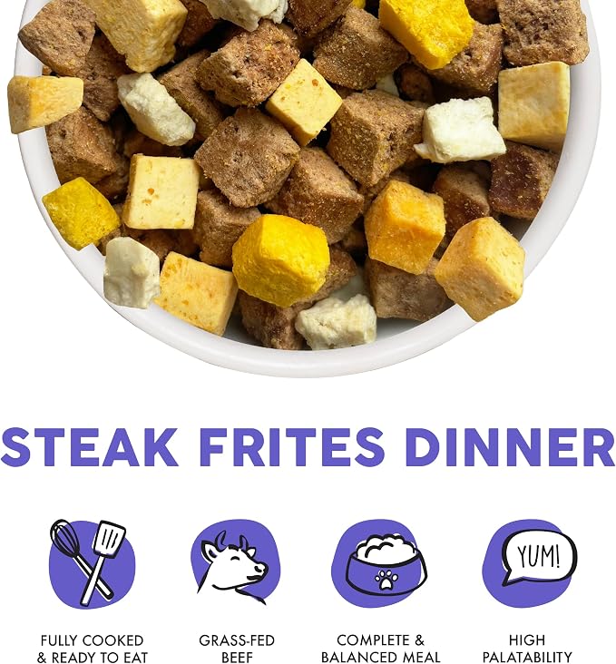 Weruva Dog Freeze Dried, Steak Frites Dinner with Sirloin Tip, Egg, Pumpkin & Sweet Potato, 5.5oz Bag