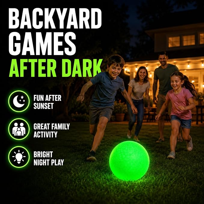 Hiboom Glow in The Dark Kickballs Dodgeballs, 8.5"/ 10"/ 6" Light up 4 Square Ball with Pump, No Battery Needed Playground Balls for Backyard School and Outdoor Night Activities