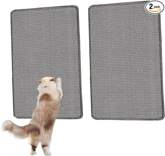 2PCS 23.6" x 15.7" Cat Scratcher Mat with Sticky Tapes, 2 Packs Sisal Cat Scratching Carpet for Indoor Cats, Horizontal Cat Scratcher for Scratching Posts, and Couch Protection(Gray, 2 Pack)