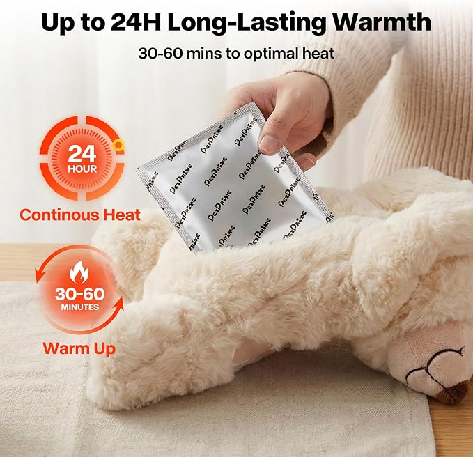 Pet Prime 12-Pack Disposable Heat Packs,24-Hour Odorless Warmth for Heartbeat Plush Toys,Soothing Comfort for Anxious Pets