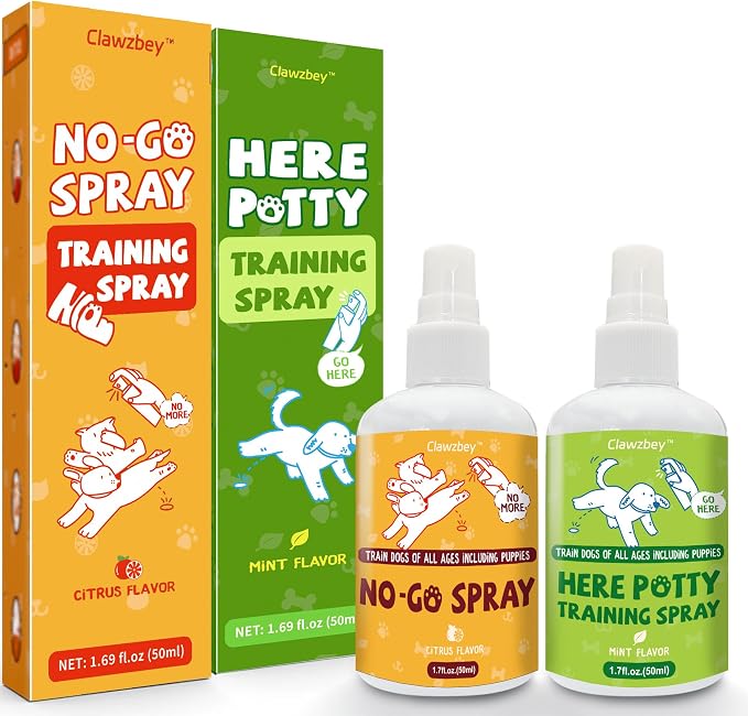 Dog Potty Training Spray Set, No-Go Spray & Here Potty Training Spray, Puppy Essentials, Stops Urination & Marking, Indoor and Outdoor Use (1.7 fl oz, 2 Pack)