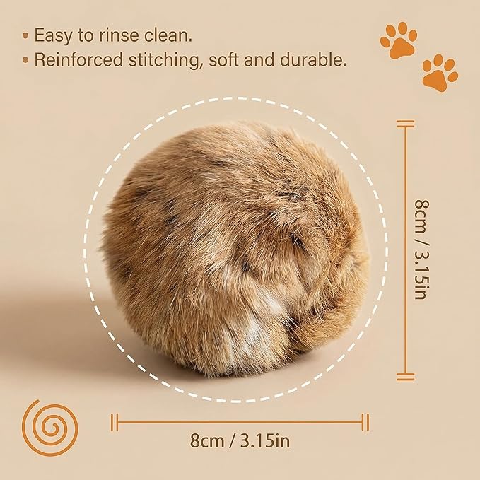 Rabbit Fur Ball Cat Toys,6 Pack Soft Fluffy Catnip Toy Balls for Indoor Cats,3.15 Inch Furry Cat Exercise Ball for Hunting Instinct&Bunny Kicks,Washable Interactive Cat Toy for Chasing & Bonding(6PC)