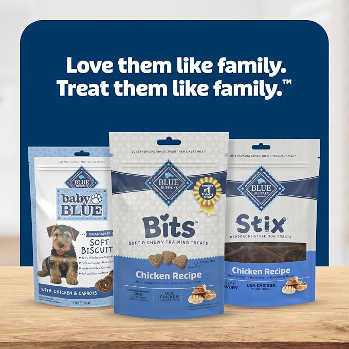 Blue Buffalo Bits Chicken Soft & Chewy Dog Treats, Bite-Sized for Training, Made with Real Chicken & Enhanced with DHA, Heart-Shaped Dog Treats, Made in the USA with Natural Ingredients, 19 oz.