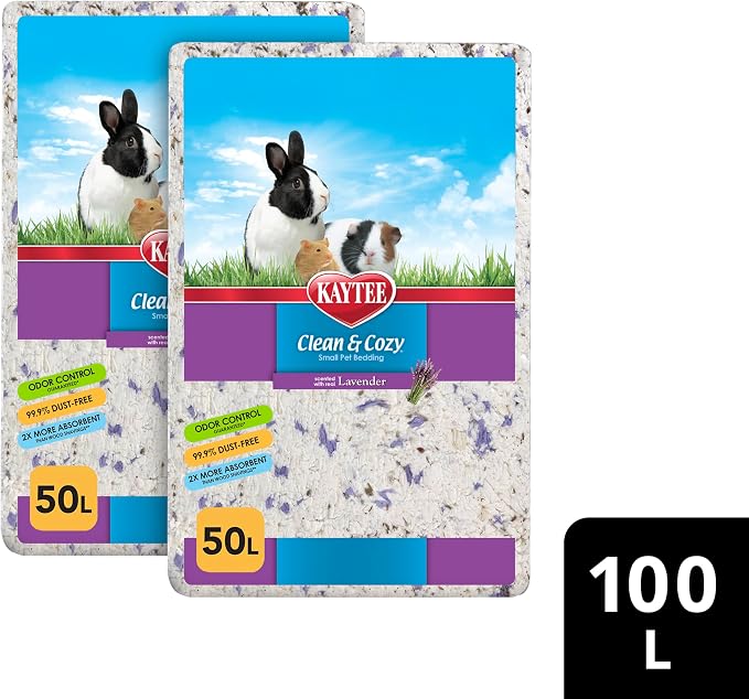 Kaytee Clean & Cozy Lavender Bedding for Pet Guinea Pigs, Rabbits, Hamsters, Gerbils, and Chinchillas, 100 Liters